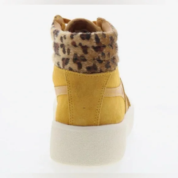 Gola Mustard High-Tops with Leopard Accent Size 7 - Picture 4 of 7